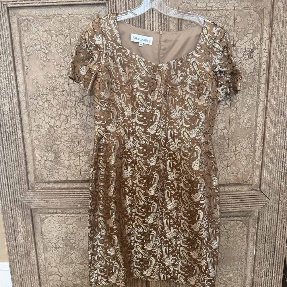 Sara Campbell Cream Fit and Flare Mini Dress with Puff Sleeves
